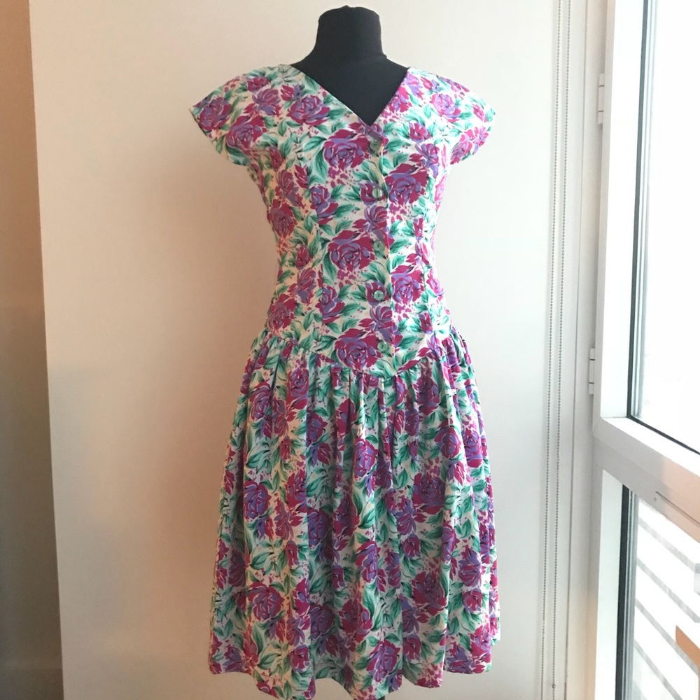 Vintage Floral Tea Dress